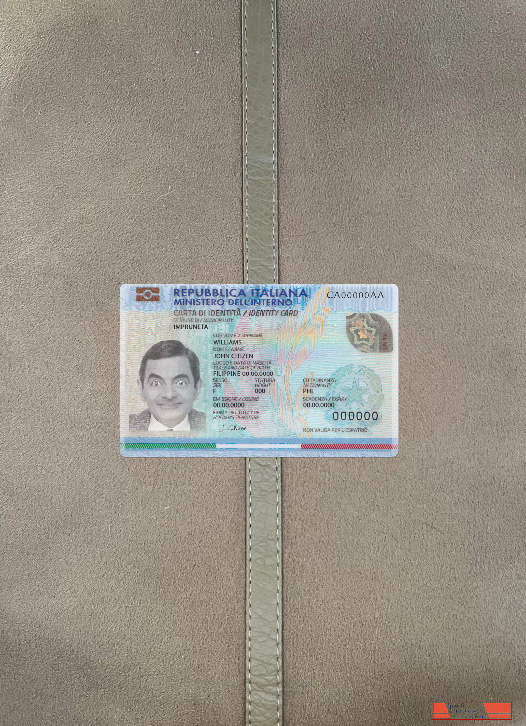 Italy ID (2016 present) card (updated) photolook front PSD template